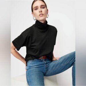 Nation LTD Black FABLE TURTLENECK Tee Short Sleeve Top Size Small